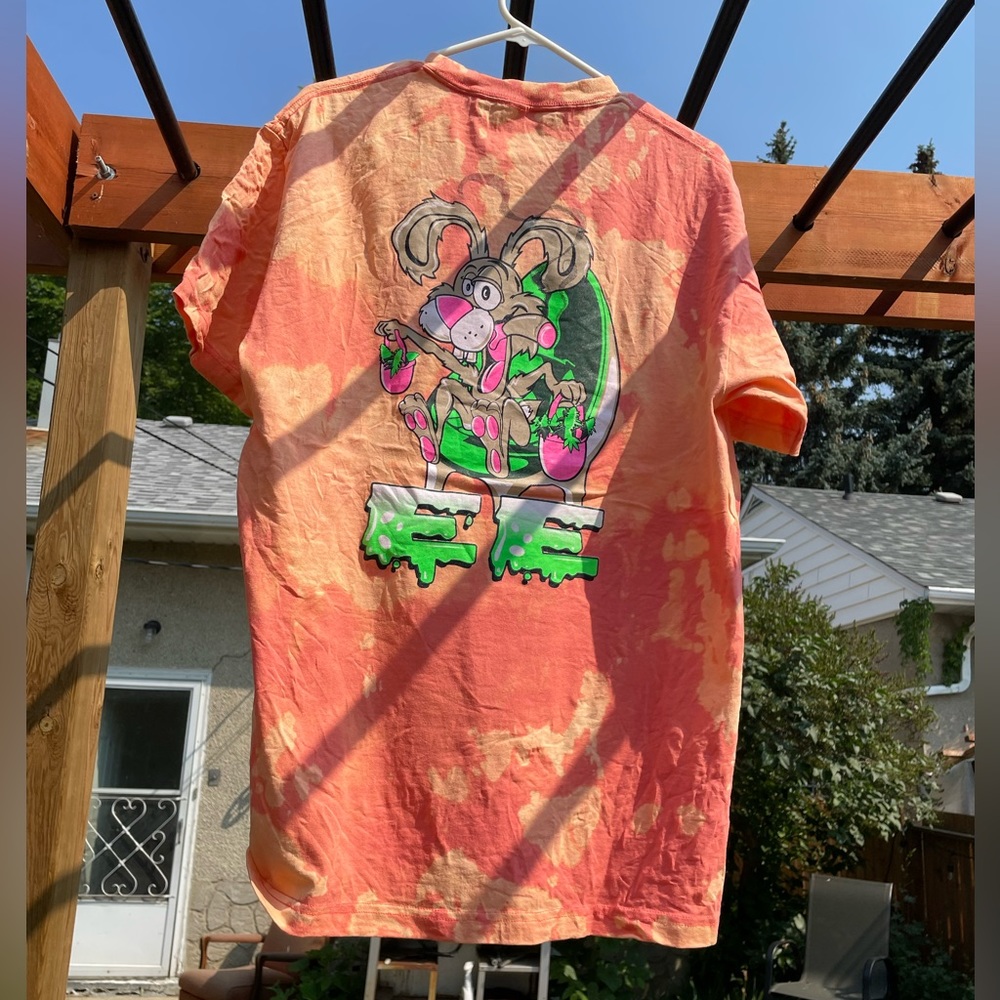 🪺 Cannabis Acid Wash demented stoner Easter bunny Tee US L Weed Marijuana 🪺